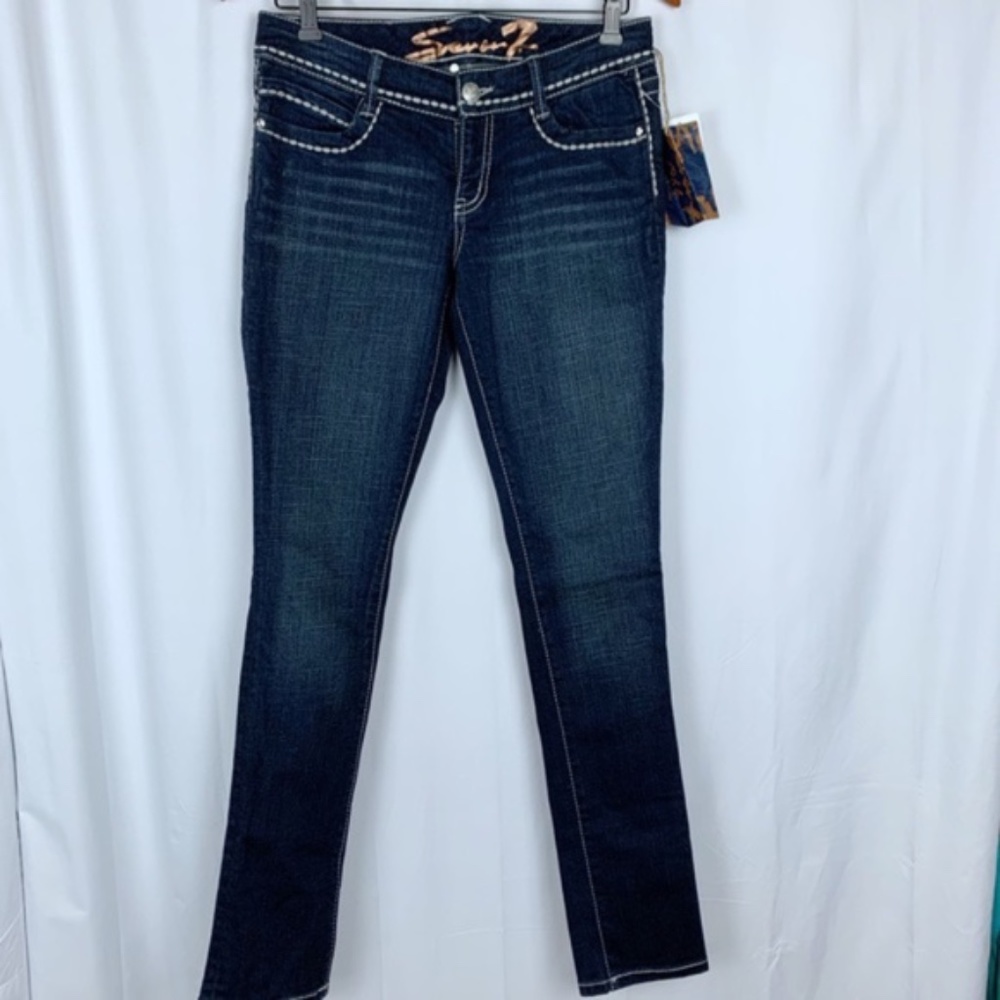 Seven7 women's dark wash embroidered jeans size 27